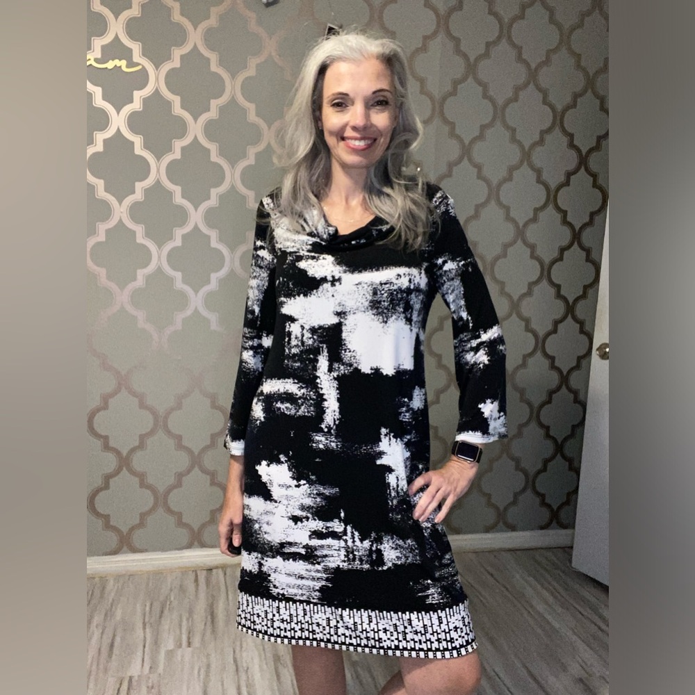 Style & Co medium black and white dress